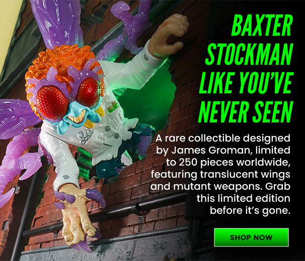 Baxter Stockman Like You’ve Never Seen A rare collectible designed by James Groman, limited to 250 pieces worldwide, featuring translucent wings and mutant weapons. Grab this limited edition before it’s gone. Shop Now 