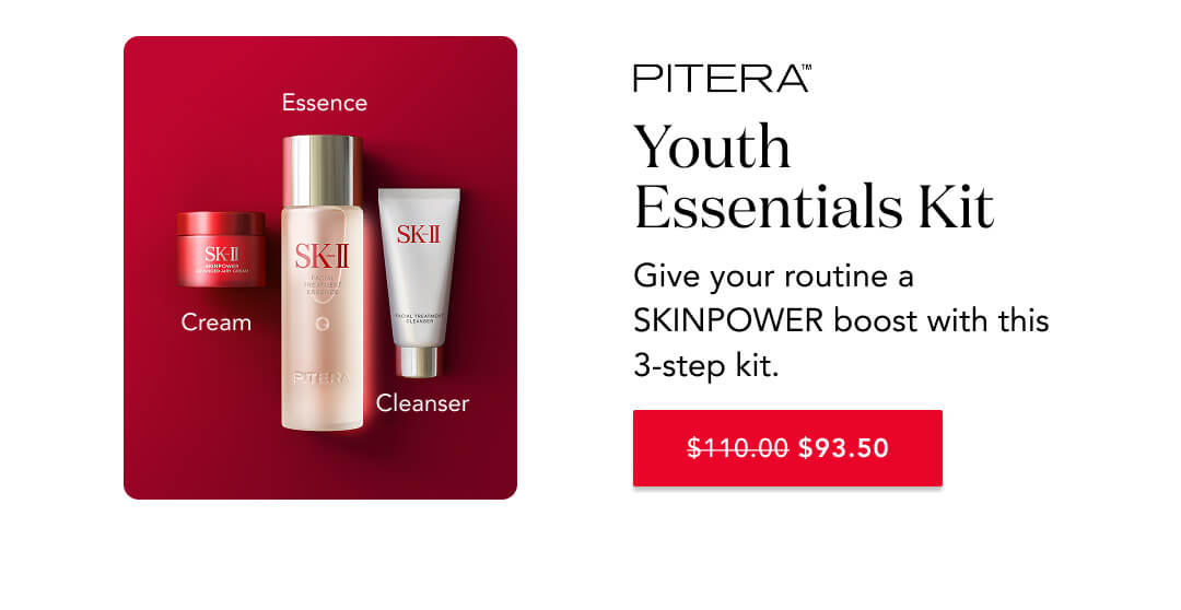 PITERA™️ Youth Essentials Kit - Give your routine a SKINPOWER boost with this 3-step kit. $93.50 during Labor Day Sale '25