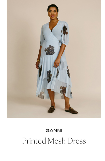 Ganni Printed Mesh Dress