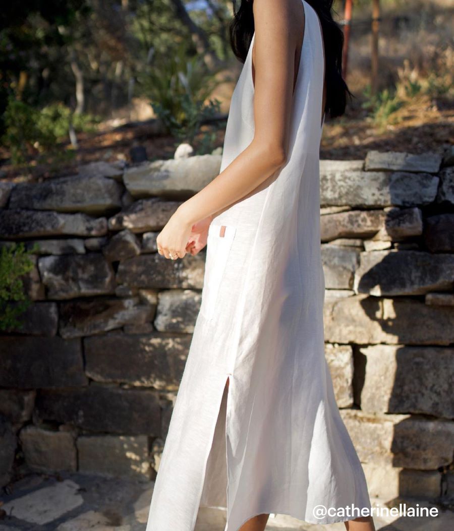 Shop the Linen Silk Double V Midi Dress