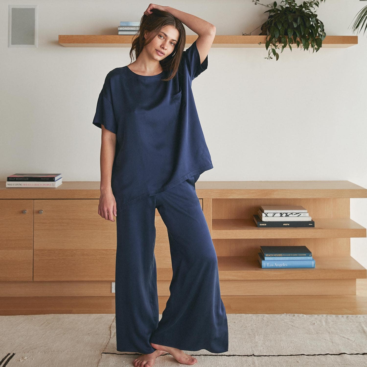 Shop the Washable Silk Tee Pant Set