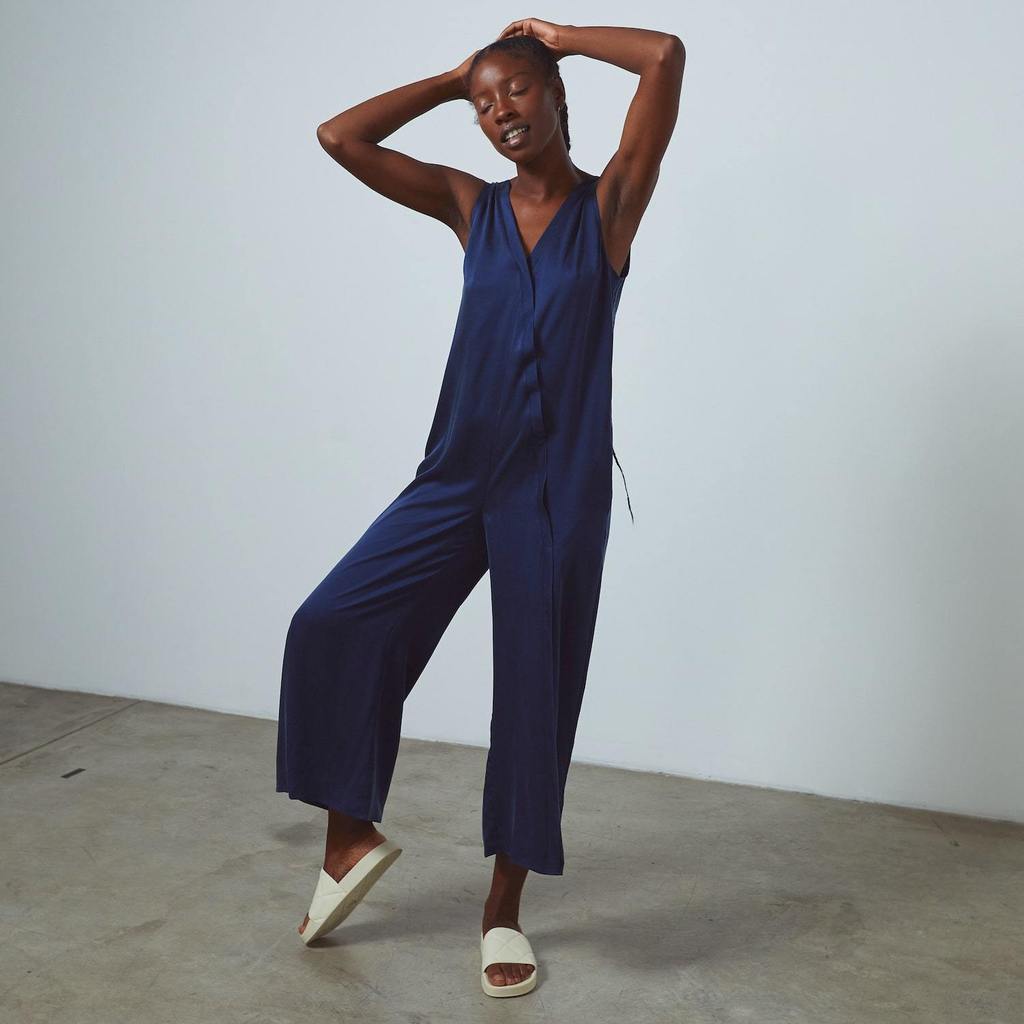 Shop the Washable Silk Double V Jumpsuit