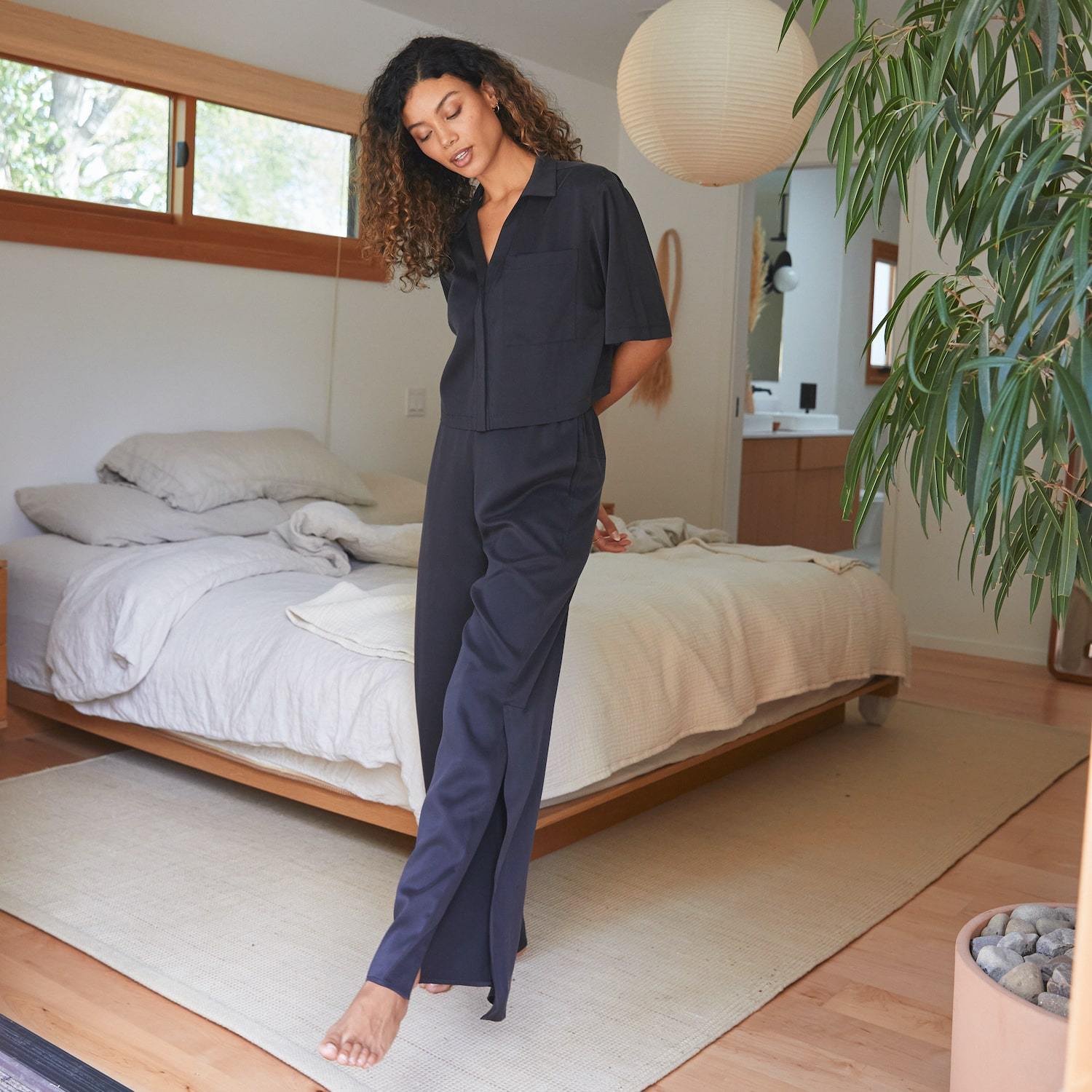 Shop the Washable Silk High Rise Pant Set