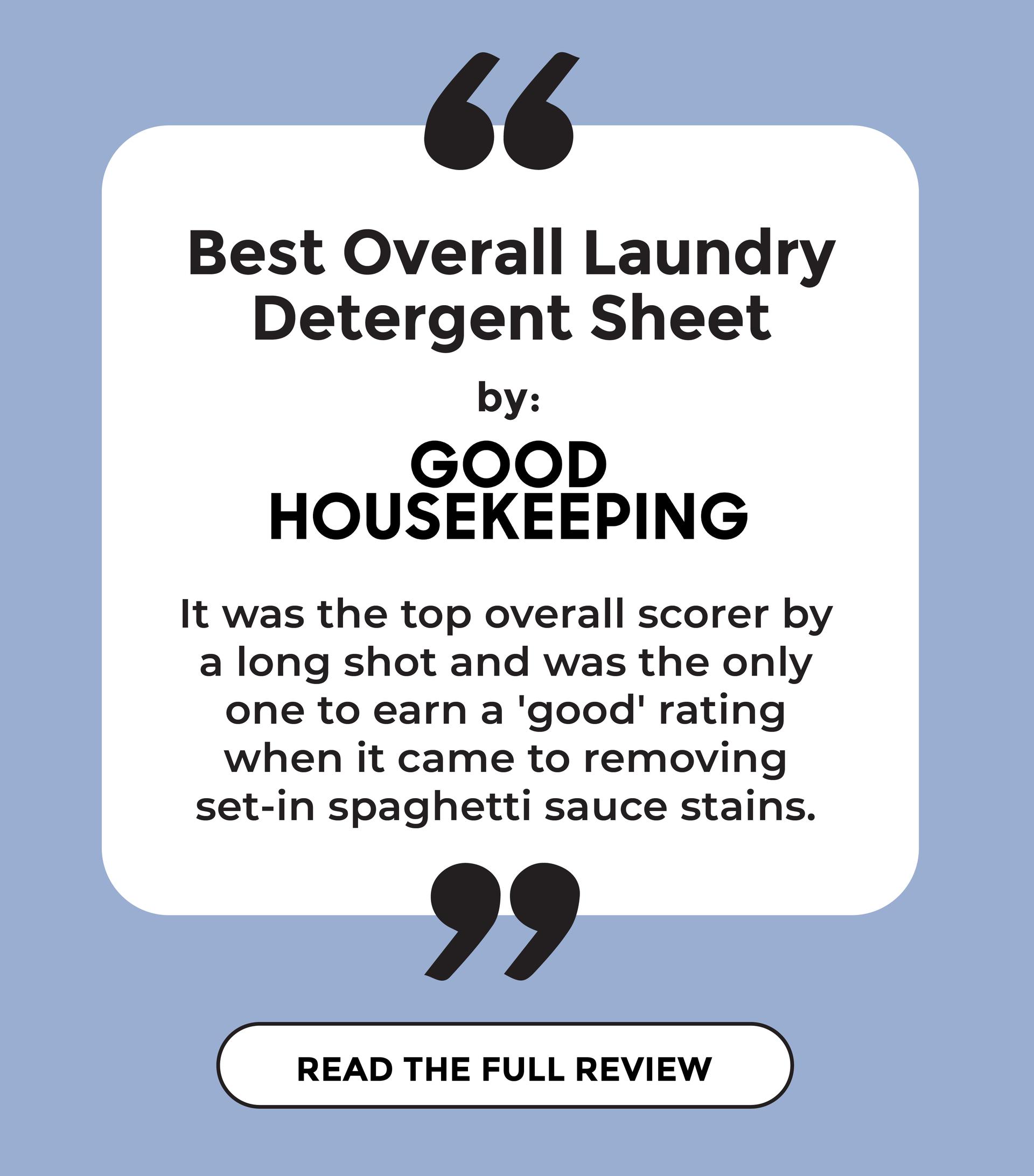“BEST OVERALL LAUNDRY DETERGENT SHEET” Good Housekeeping EC30 Enlightened Clean