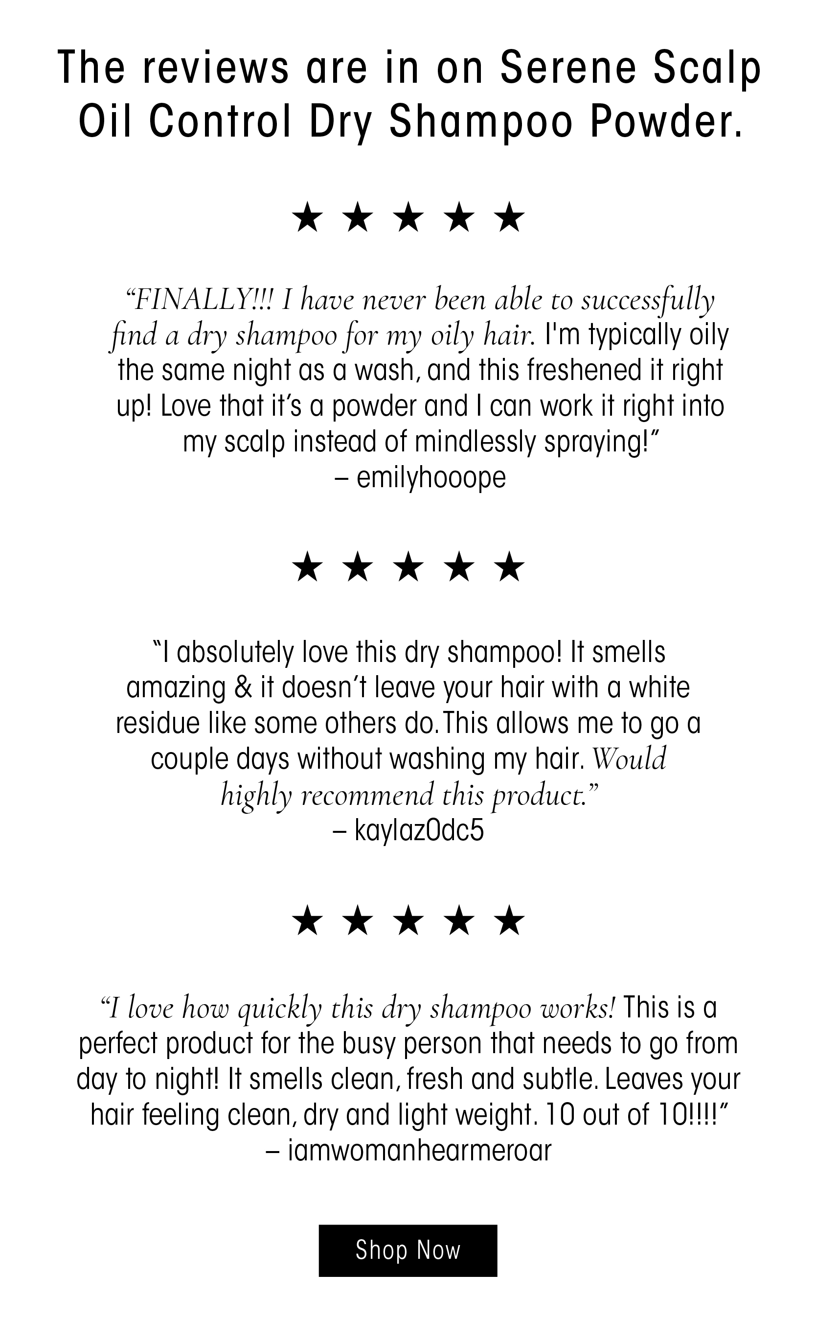 Five Stars for Serene Scalp Oil Control Dry Shampoo Powder Oribe