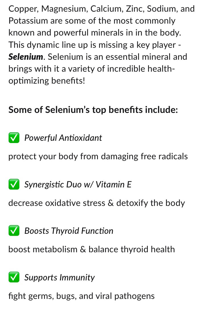 Some of selenium's top benefits include...