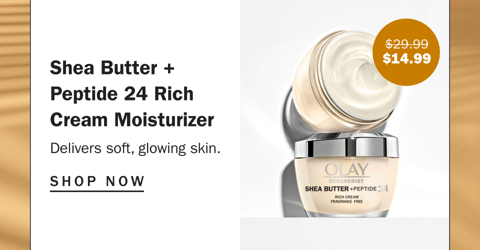 She Butter + Peptide 24 Moisturizer delivers soft, glowing skin.