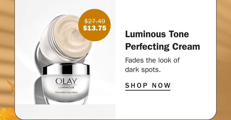 Luminous Tone Perfecting Cream fades the look of dark spots.