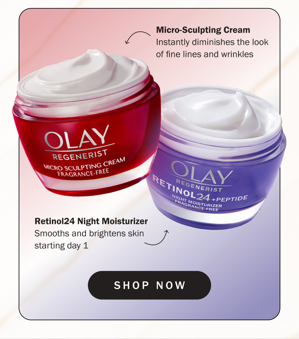 Micro-Sculpting Cream instantly diminishes the look of fine lines and wrinkles.  Retinol24 Night Moisturizer smooths and brightens skin starting day 1.