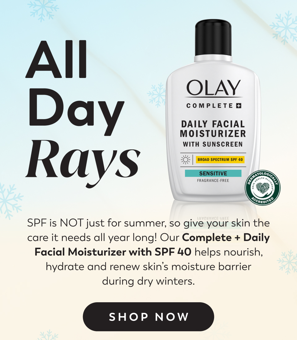SPF is NOT just for summer, so give your skin the care it needs all year long! Our Complete + Daily Facial Moisturizer with SPF 40 helps nourish, hydrate and renew skin’s moisture barrier during dry winters.
