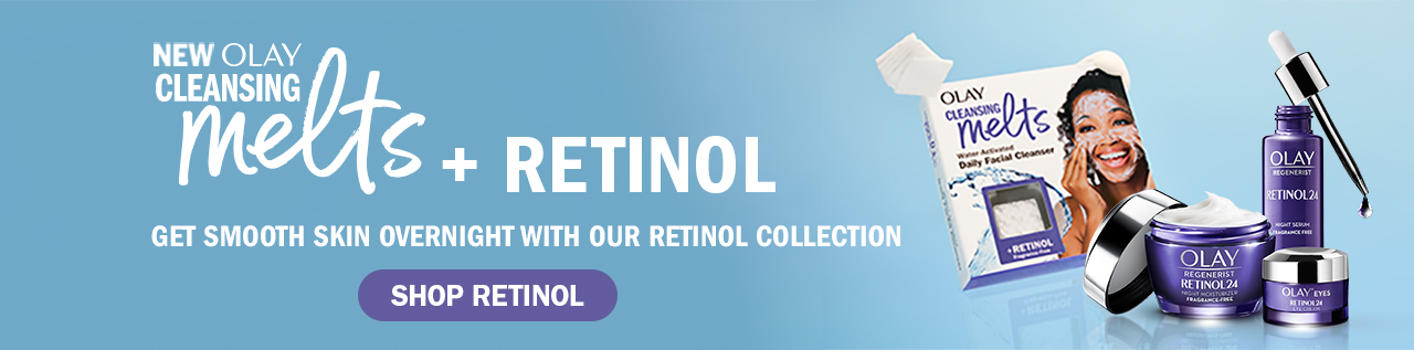 New Olay Cleansing Melts + Retinol. Get smoother skin overnight with our retinol collection.