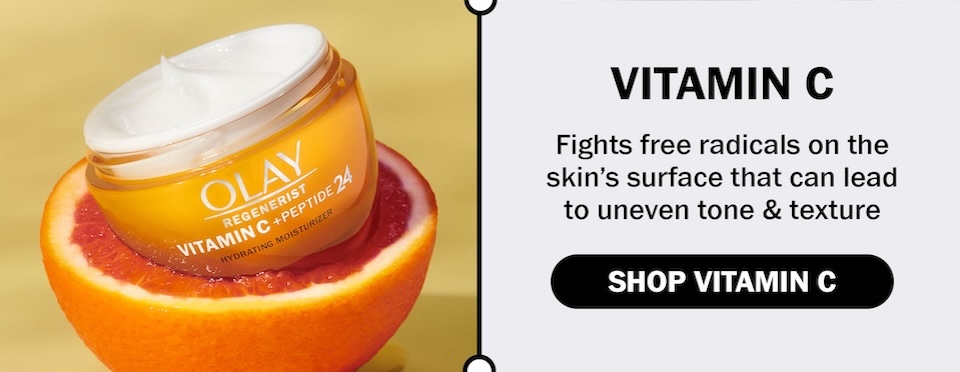 Vitamin C | Fights free radicals on the skin’s surface that can lead to uneven tone & texture [Shop Vitamin C]
