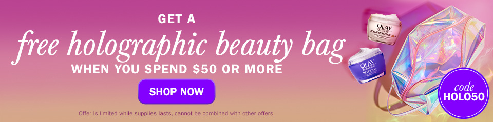 Get a free holographic beauty bag when you spend $50 or more. Shop Now. Code: HOLO50. Offer is limited while supplies lasts, cannot be combined with other offers.