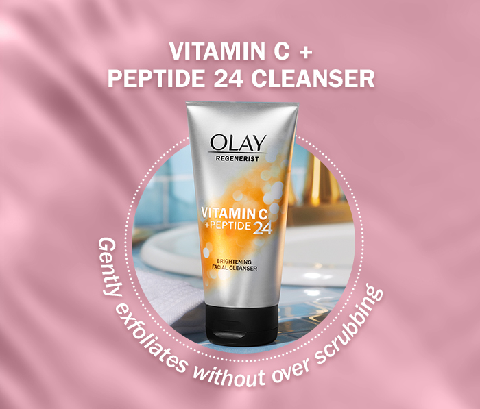 Vitamin C + Peptide Cleanser: Gently exfoliates without over scrubbing